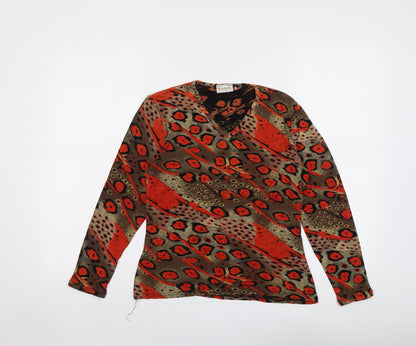 Additional front view of Roman women’s multicoloured geometric acetate basic blouse, size S, v-neck