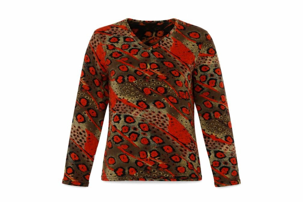 Roman Womens Multicoloured Geometric Acetate Basic Blouse Size S V-Neck