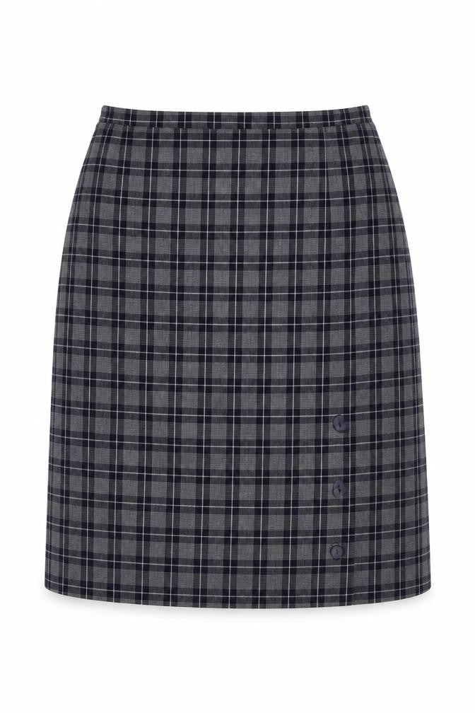Compliments Womens Blue Plaid Polyester A-Line Skirt Size 32 in Zip