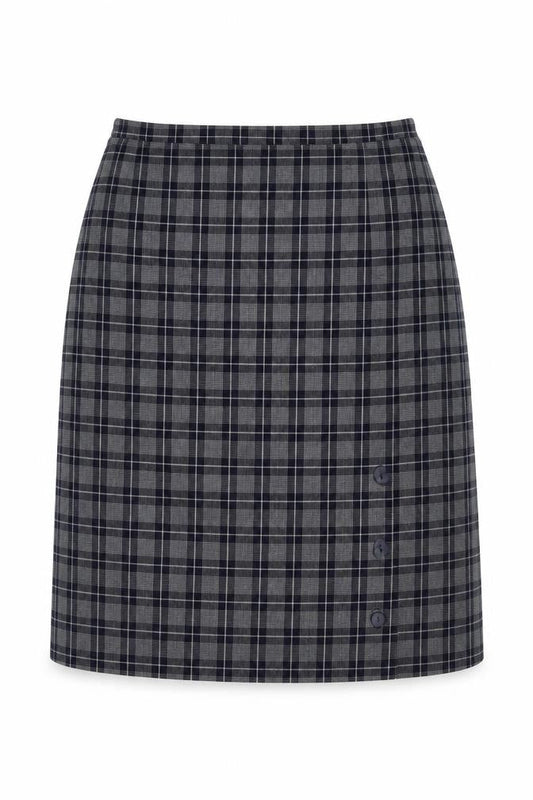 Compliments Womens Blue Plaid Polyester A-Line Skirt Size 32 in Zip