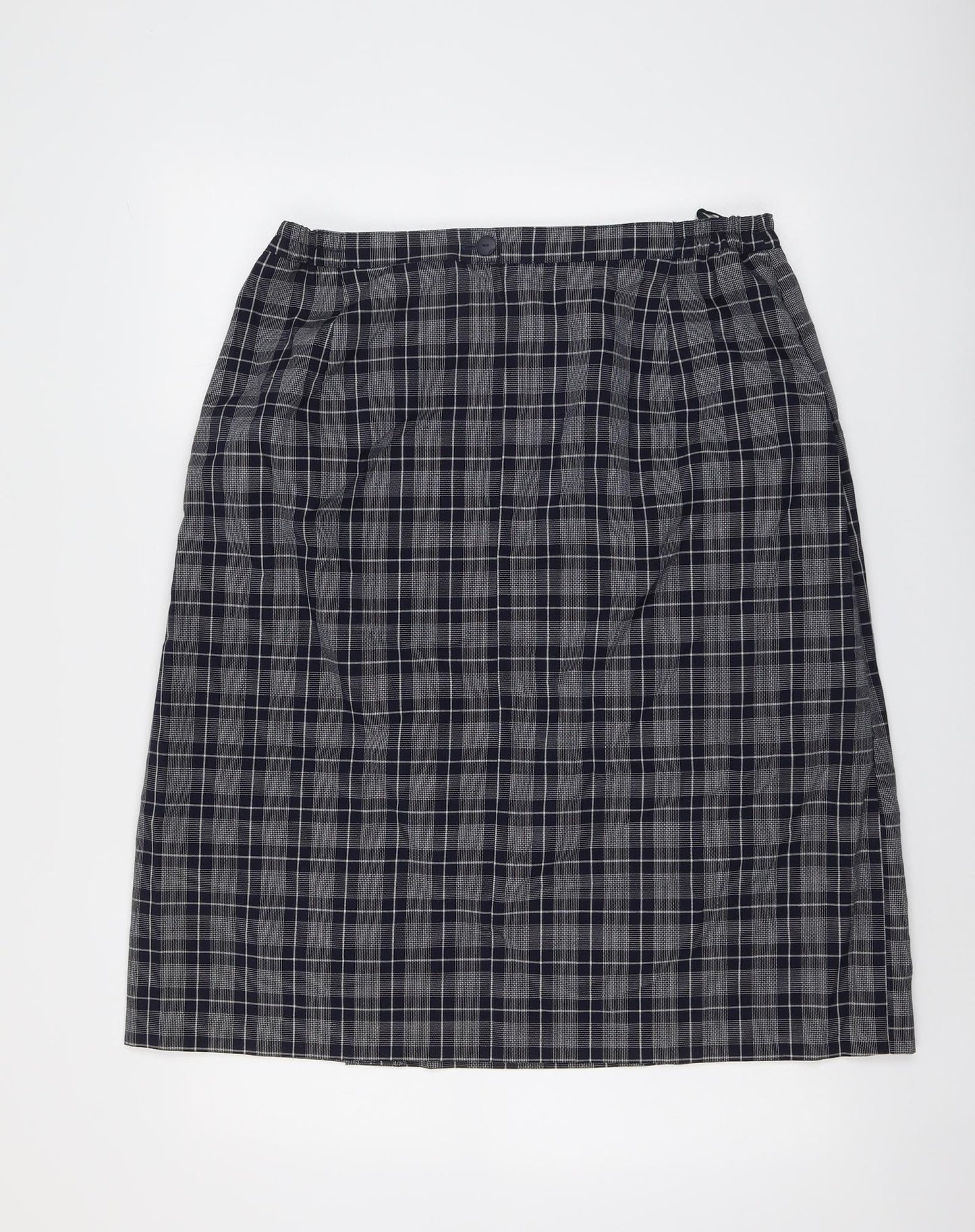 Compliments Womens Blue Plaid Polyester A-Line Skirt Size 32 in Zip