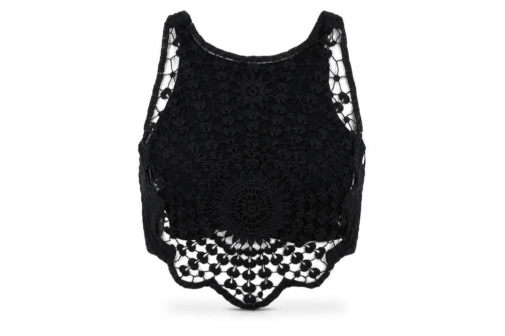 H&M Womens Black Polyester Cropped Tank Size 6 Round Neck