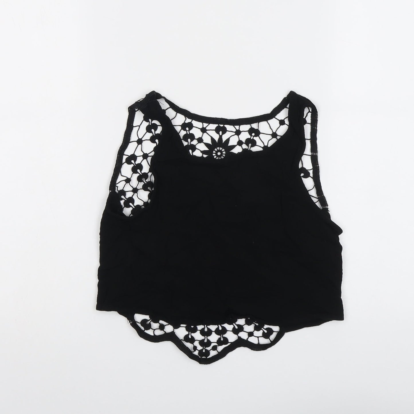 H&M Womens Black Polyester Cropped Tank Size 6 Round Neck