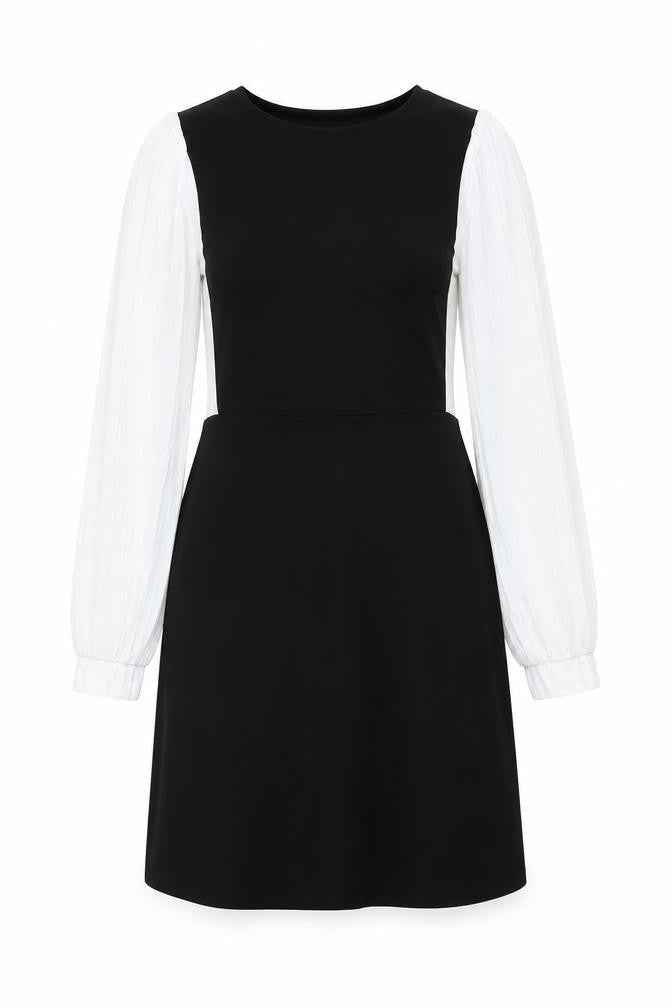 River Island Womens Black Colourblock Viscose A-Line Size 6 Round Neck Pullover