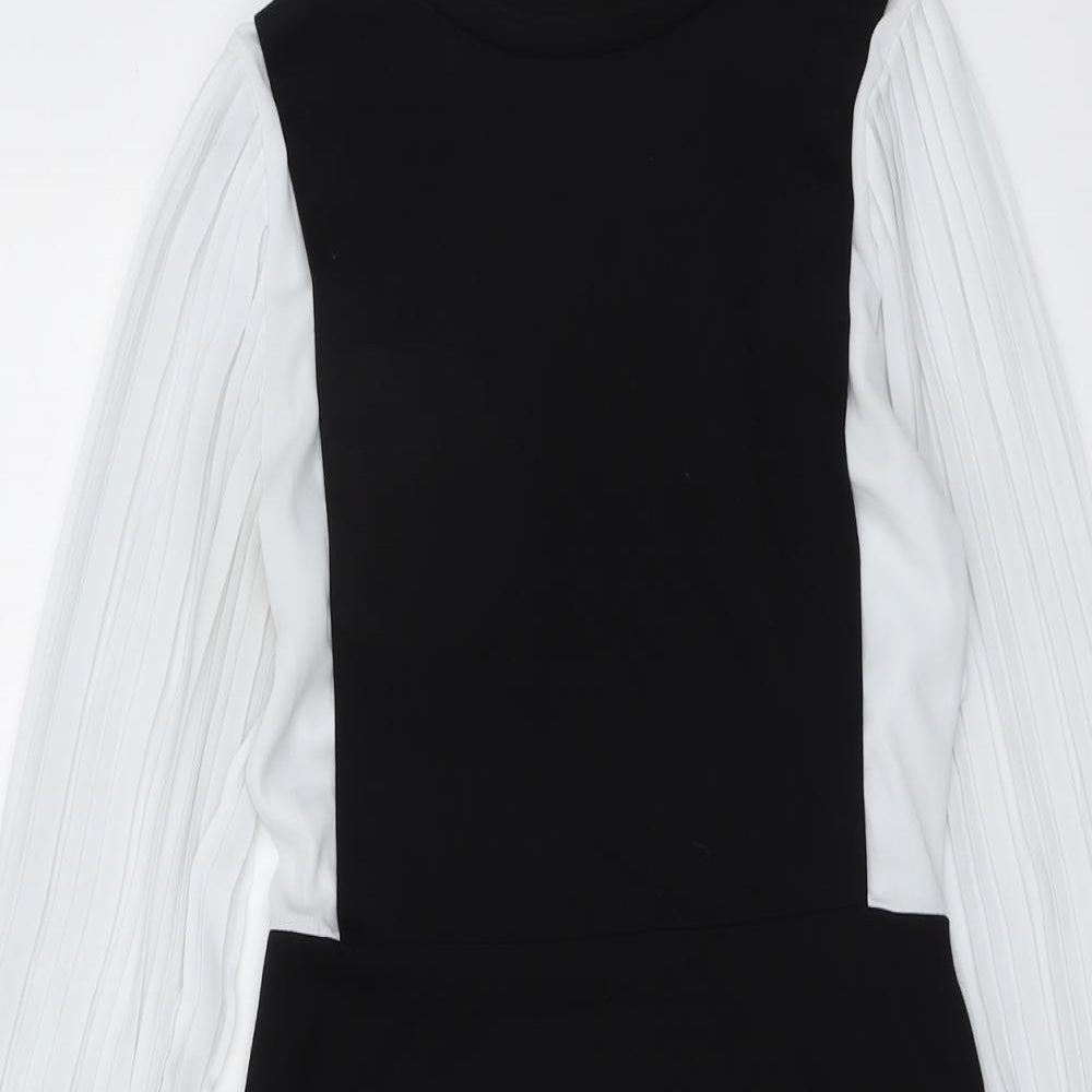 River Island Womens Black Colourblock Viscose A-Line Size 6 Round Neck Pullover