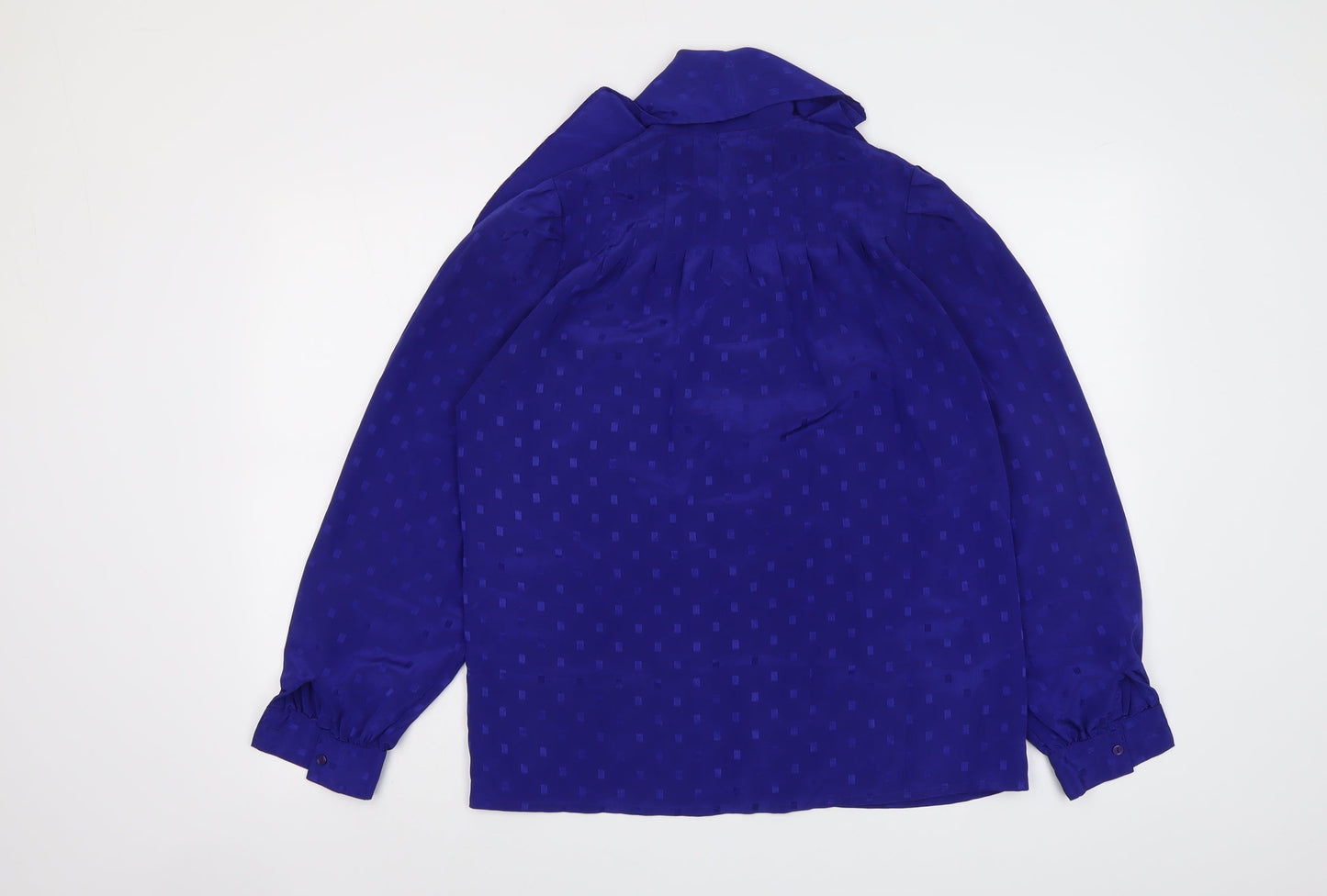 Reldan Womens Blue Geometric Polyester Basic Button-Up Size S Collared