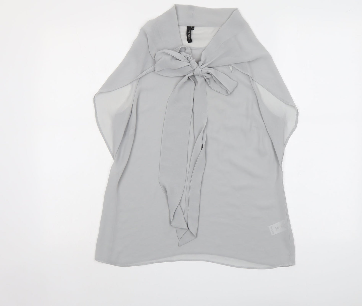 Topshop Womens Grey Polyester Basic Tank Size 10 Round Neck
