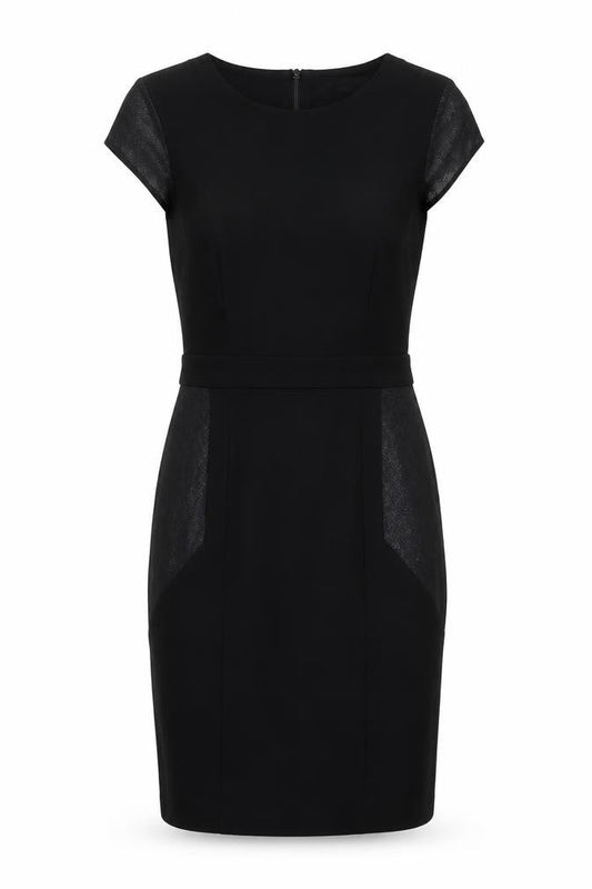 NEXT Womens Black Viscose Shift Size 8 Round Neck Zip - Snakeskin texture