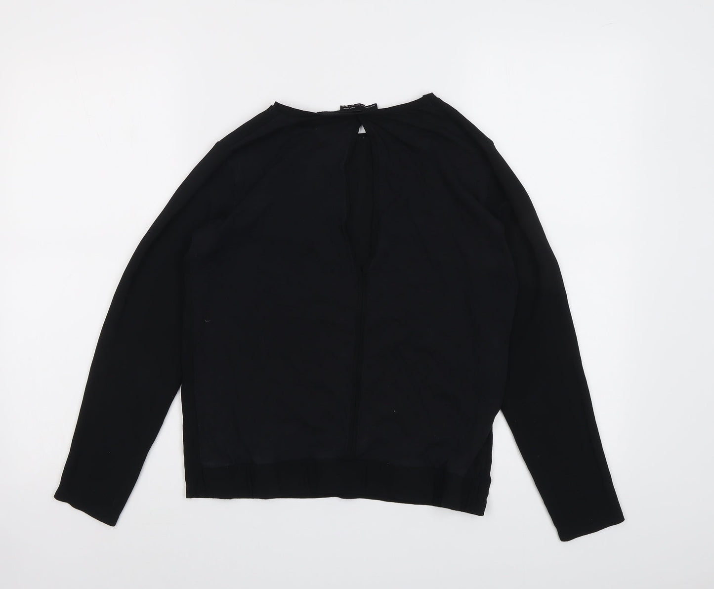 Zara Womens Black Polyester Basic Blouse Size S Round Neck