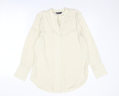 Marks & Spencer Womens Ivory Polyester Basic Blouse Size 8 V-Neck