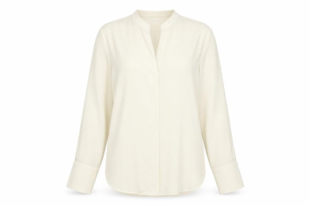 Marks & Spencer Womens Ivory Polyester Basic Blouse Size 8 V-Neck