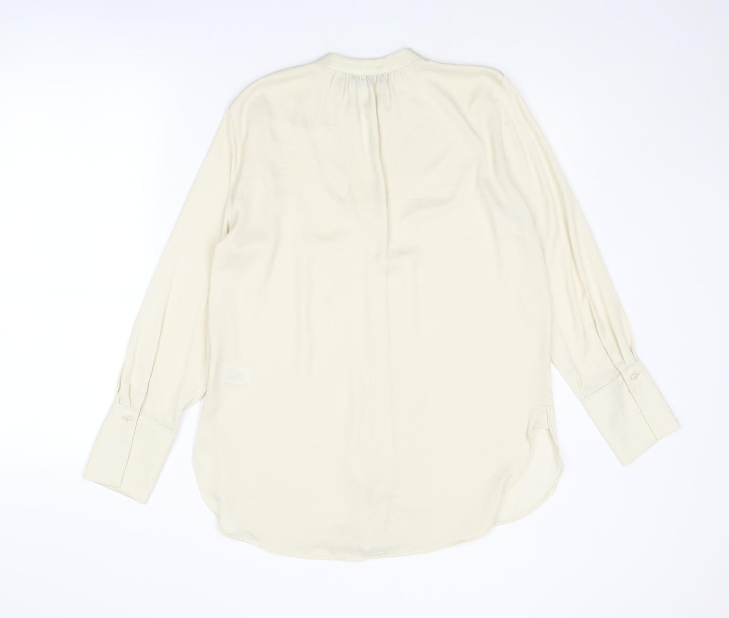 Marks and Spencer Womens Ivory Polyester Basic Blouse Size 8 V-Neck