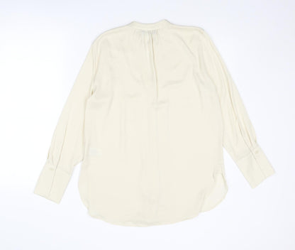 Marks & Spencer Womens Ivory Polyester Basic Blouse Size 8 V-Neck