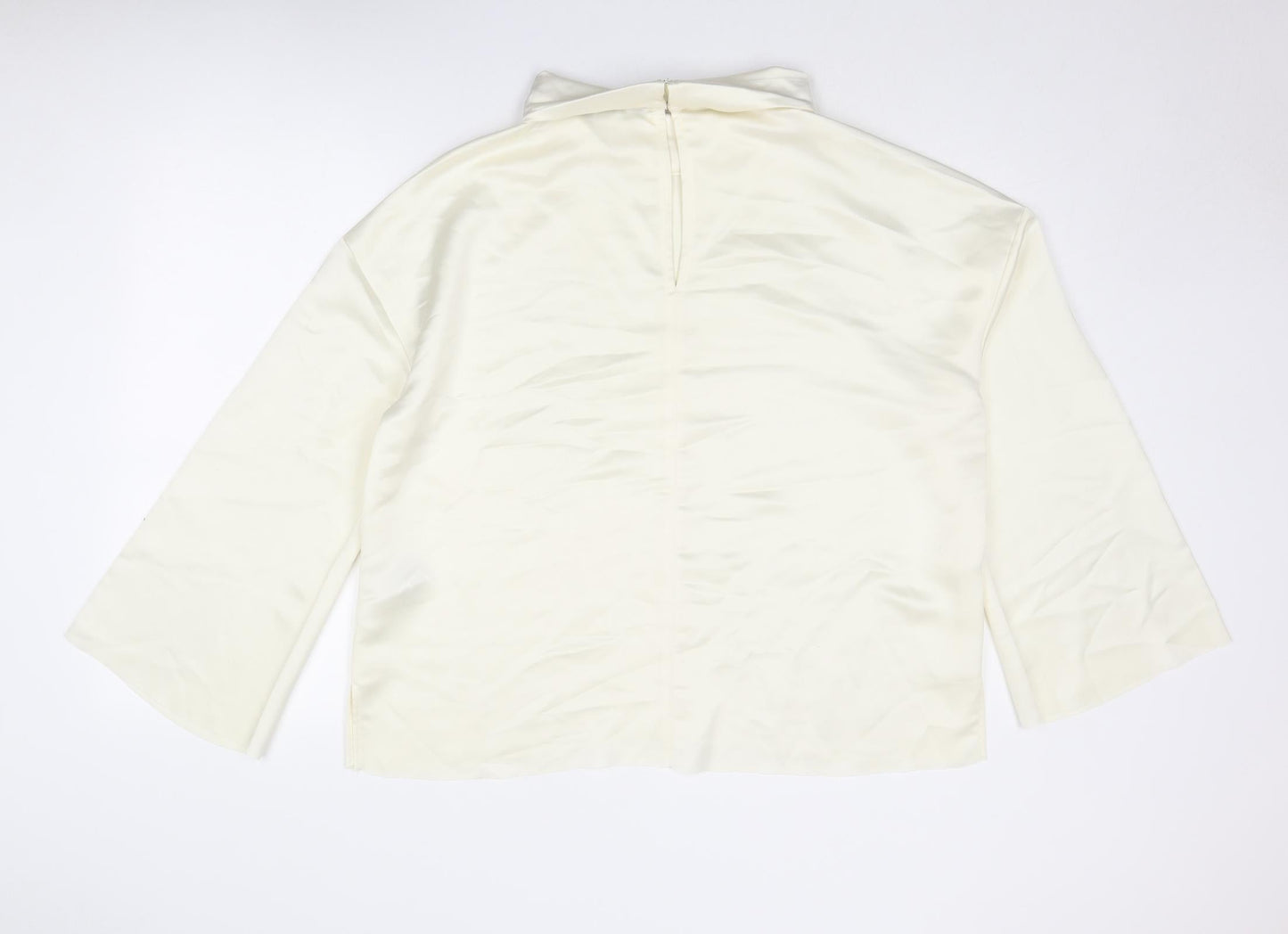 Autograph Womens Ivory Polyester Basic Blouse Size 16 High Neck