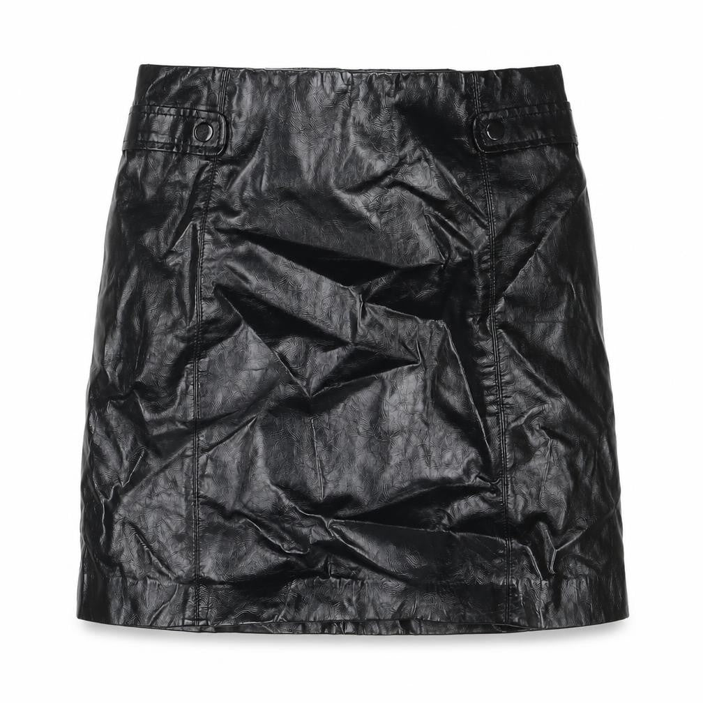 New Look Womens Black Polyurethane A-Line Skirt Size 8 Zip