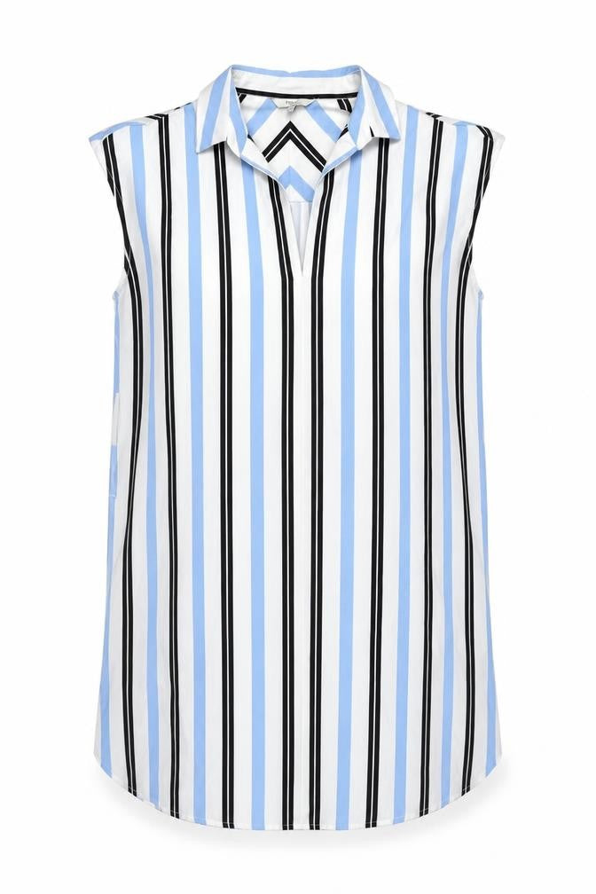 NEXT Womens White Striped Polyester Shirt Dress Size 16 Collared Pullover
