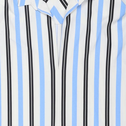 Next Womens White Striped Polyester Shirt Dress Size 16 Collared Pullover