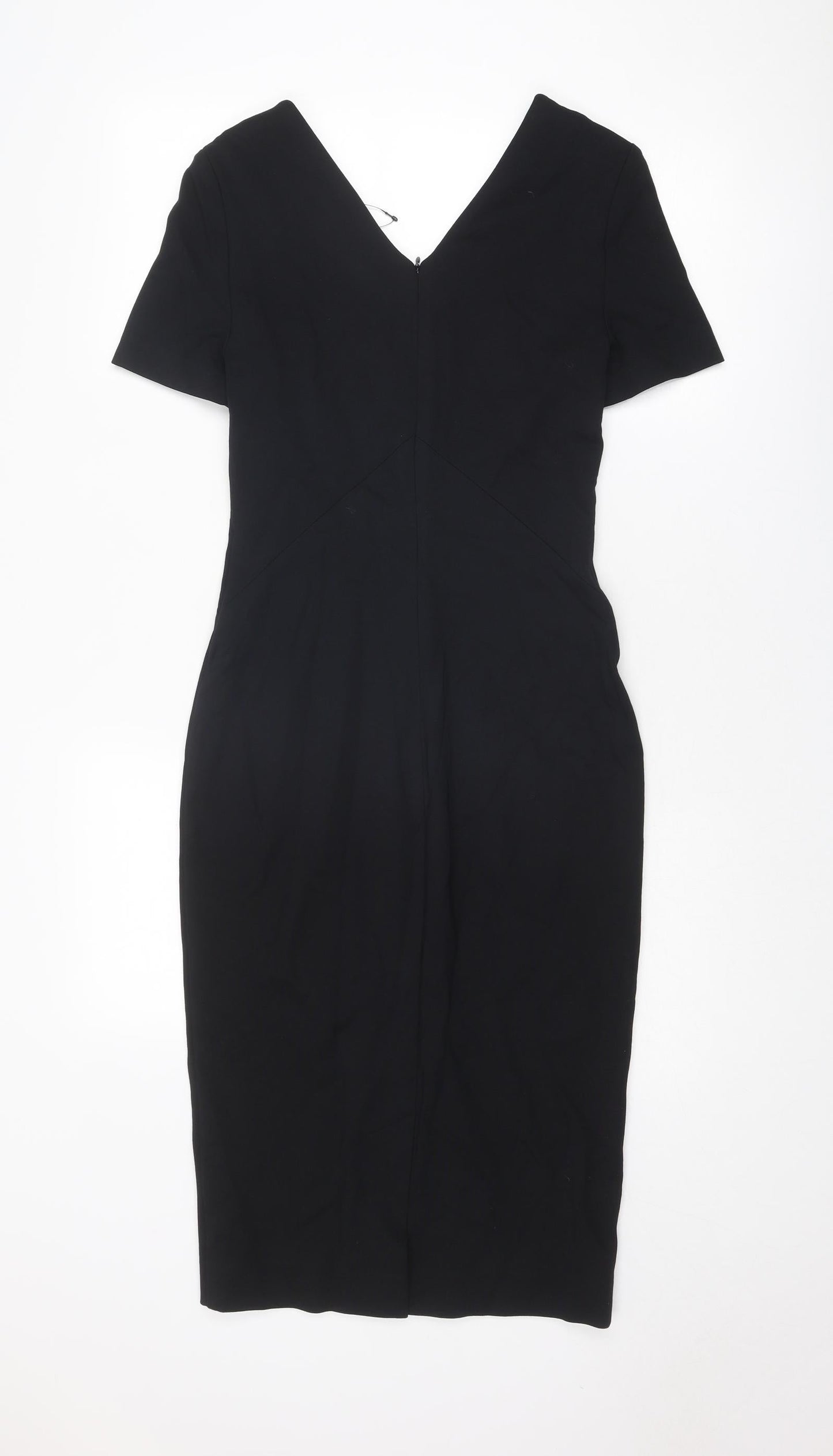 Marks and Spencer Womens Black Viscose A-Line Size 6 V-Neck Zip