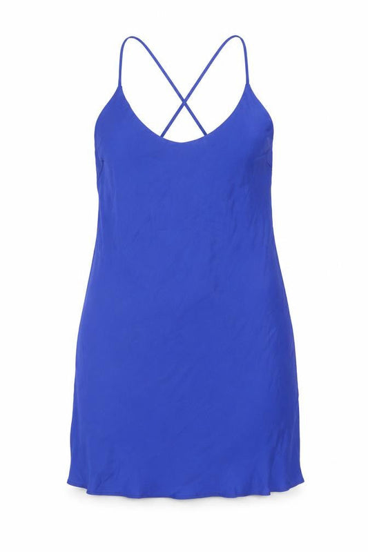 Marks & Spencer Womens Blue Polyester Slip Dress Size 12 Round Neck Pullover