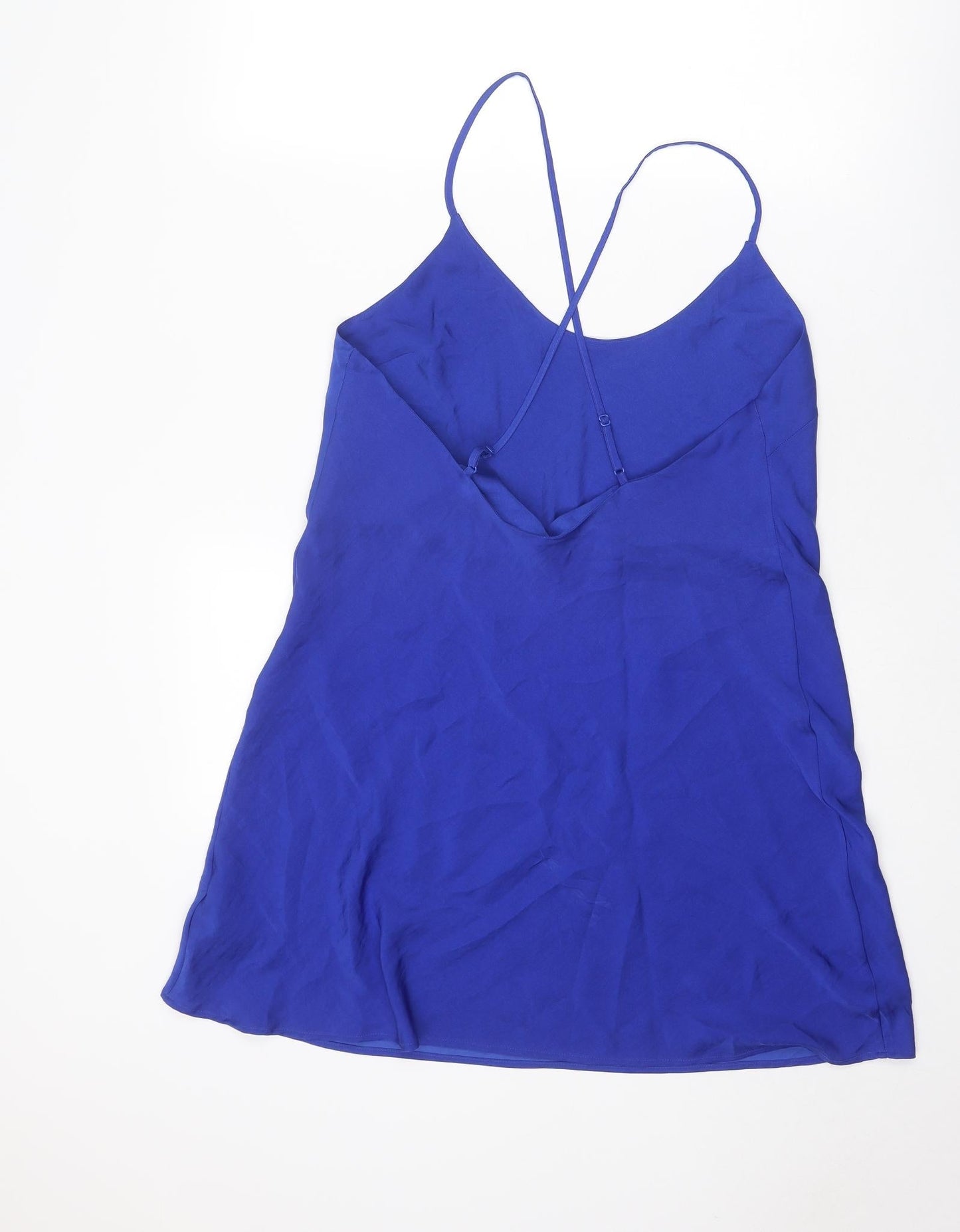 Marks and Spencer Womens Blue Polyester Slip Dress Size 12 Round Neck Pullover