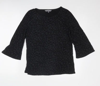 Additional front view of Principles women’s black geometric polyester basic blouse, size UK 12, round neck
