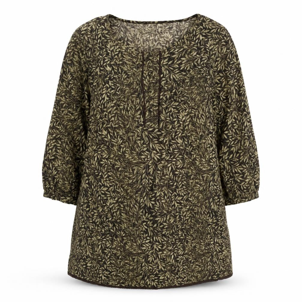 NEXT Womens Brown Geometric Acrylic Basic Blouse Size 12 Round Neck