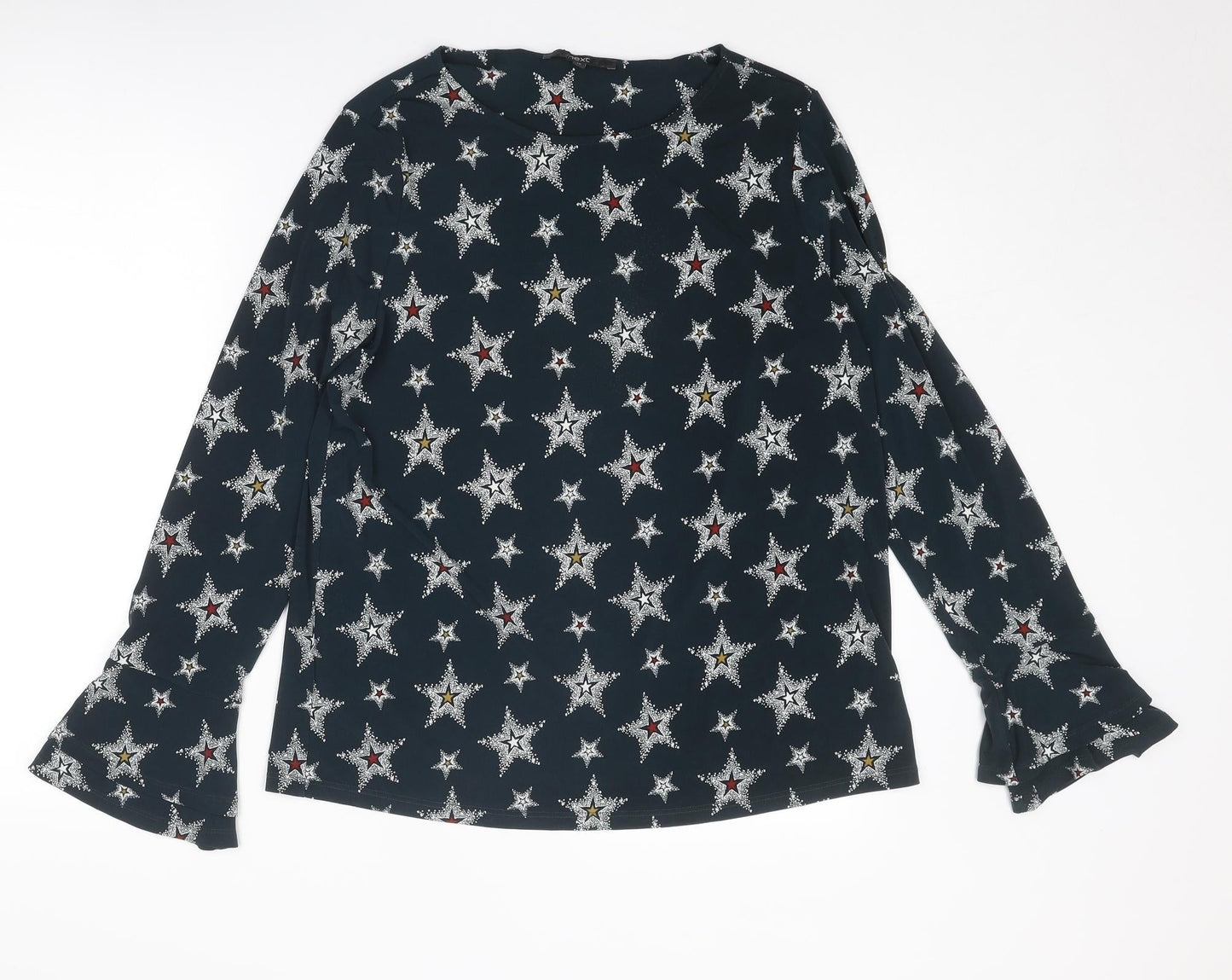NEXT Womens Grey Geometric Polyester Basic Blouse Size 14 Round Neck - Star Print