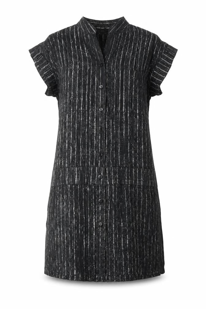 Topshop Womens Black Striped 100% Cotton A-Line Size 12 V-Neck Button