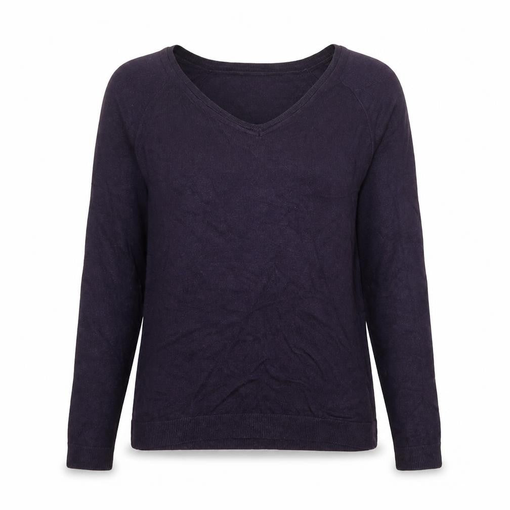River Island Womens Purple V-Neck Cotton Pullover Jumper Size 14