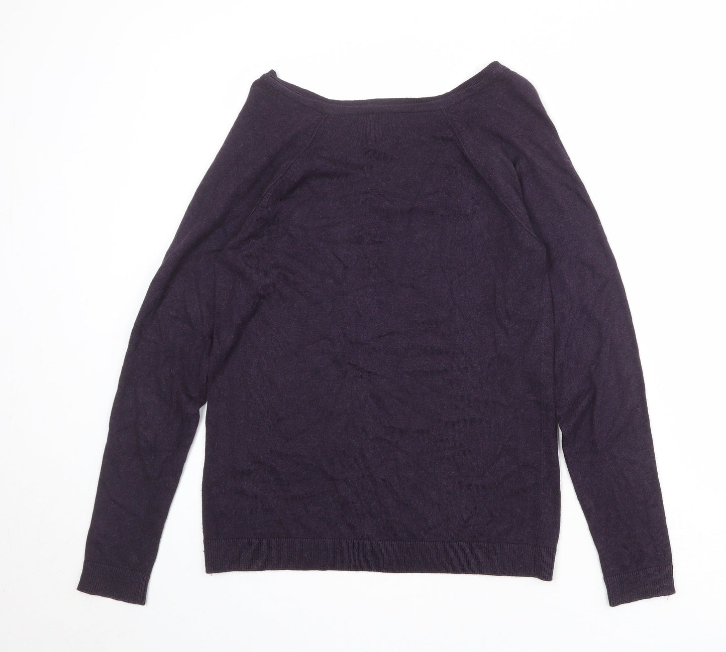 River Island Womens Purple V-Neck Cotton Pullover Jumper Size 14