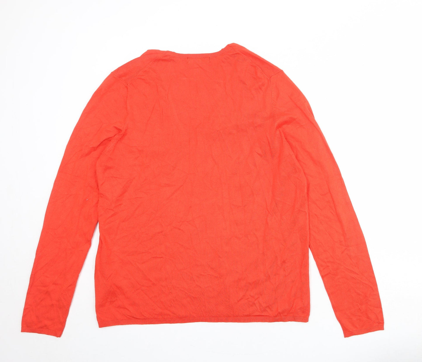Monoprix Womens Red V-Neck Viscose Pullover Jumper Size XL