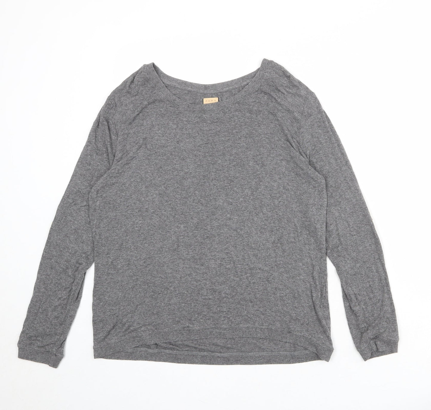 Zara Womens Grey Round Neck Polyester Pullover Jumper Size M