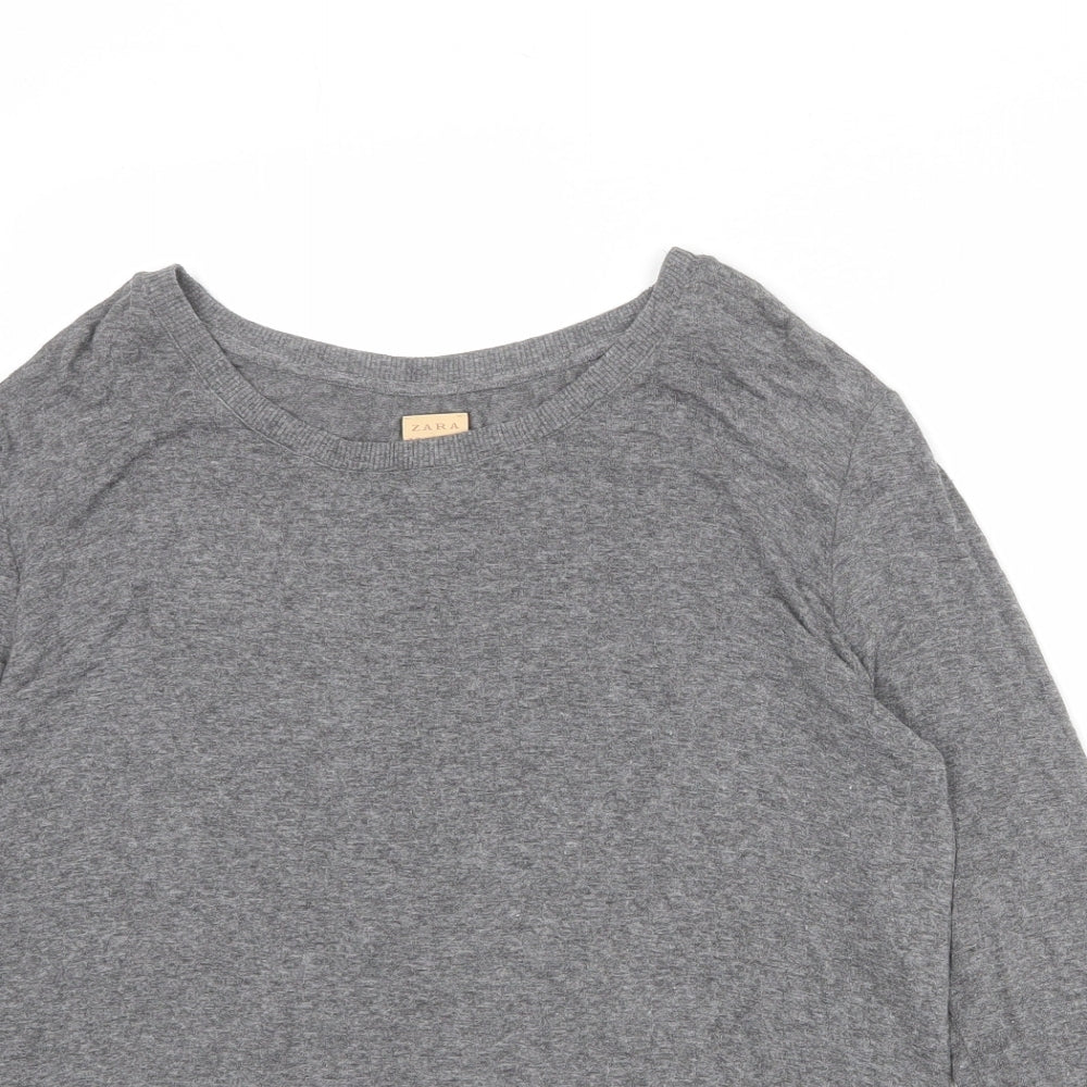 Zara Womens Grey Round Neck Polyester Pullover Jumper Size M