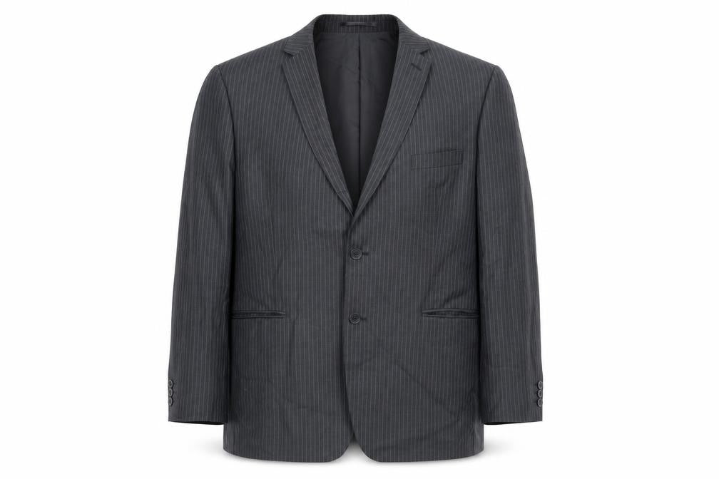 Karl Jackson Mens Grey Striped Polyester Jacket Suit Jacket Size 44 Regular