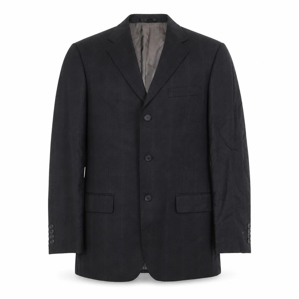 Marks & Spencer Mens Black Check Wool Jacket Suit Jacket Size 38 Regular