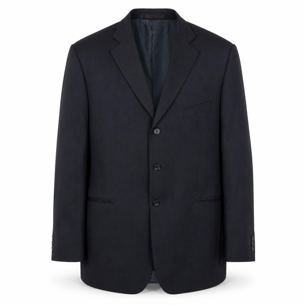 Marks & Spencer Mens Blue Striped Polyester Jacket Suit Jacket Size 46 Regular
