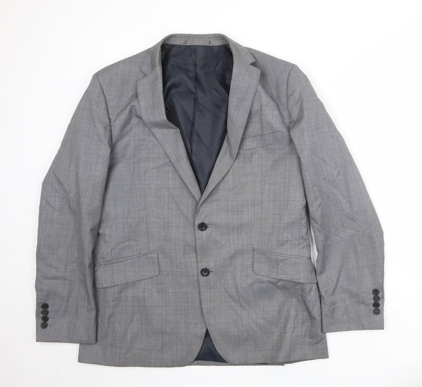 French Connection Mens Grey Plaid Polyester Jacket Suit Jacket Size 42 Regular
