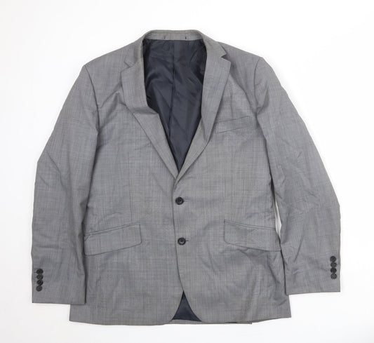 French Connection Mens Grey Plaid Polyester Jacket Suit Jacket Size 42 Regular