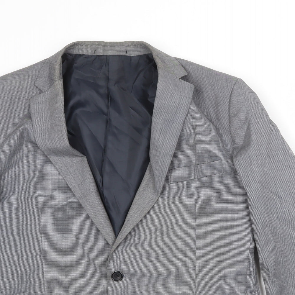 French Connection Mens Grey Plaid Polyester Jacket Suit Jacket Size 42 Regular