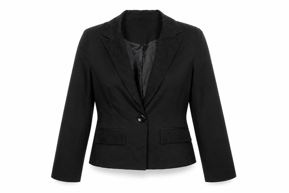 Paper Tree Womens Black Polyester Jacket Suit Jacket Size L