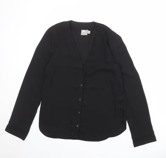 ASOS Womens Black Polyester Basic Button-Up Size 6 V-Neck