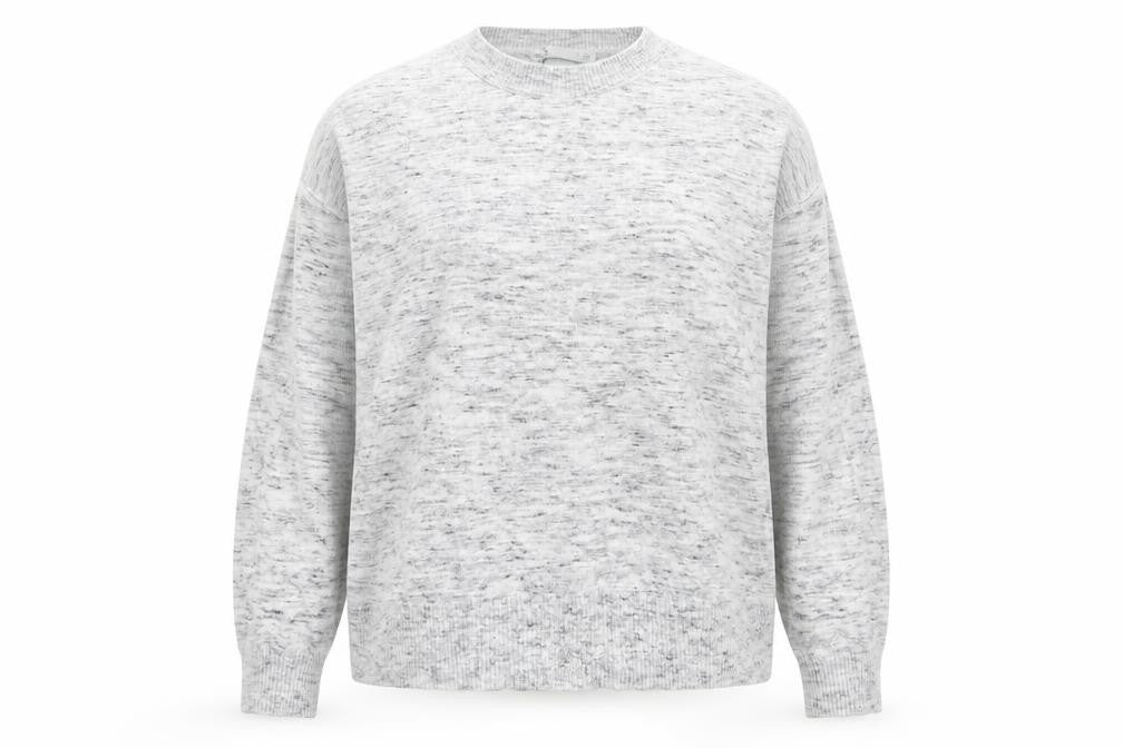Oasis Womens Grey Round Neck Geometric 100% Cotton Pullover Jumper Size L