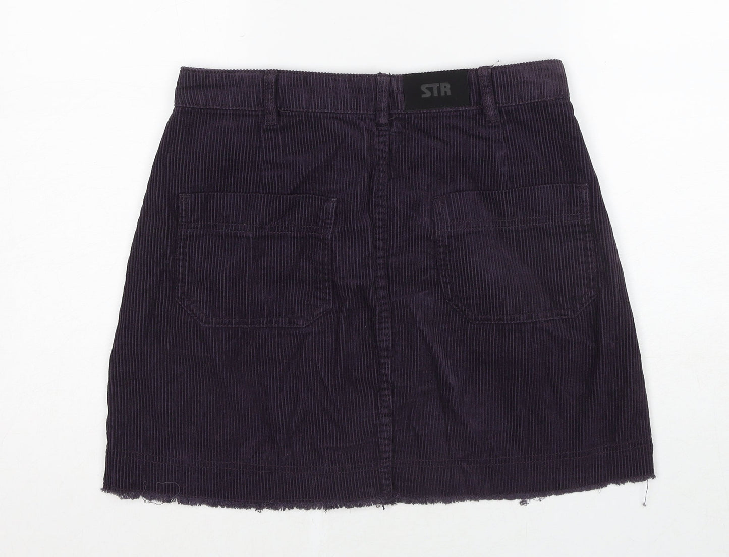 Stradivarius Womens Purple Cotton A-Line Skirt Size 10 Zip