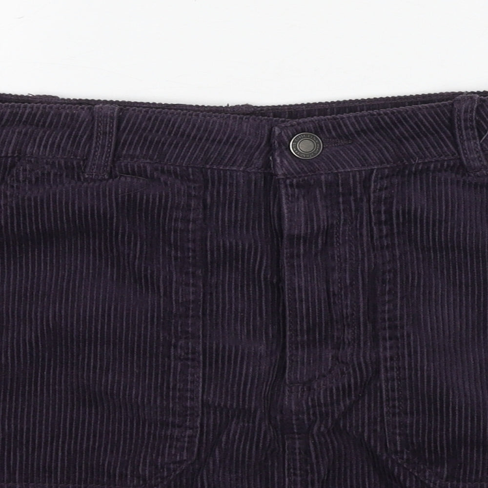 Stradivarius Womens Purple Cotton A-Line Skirt Size 10 Zip