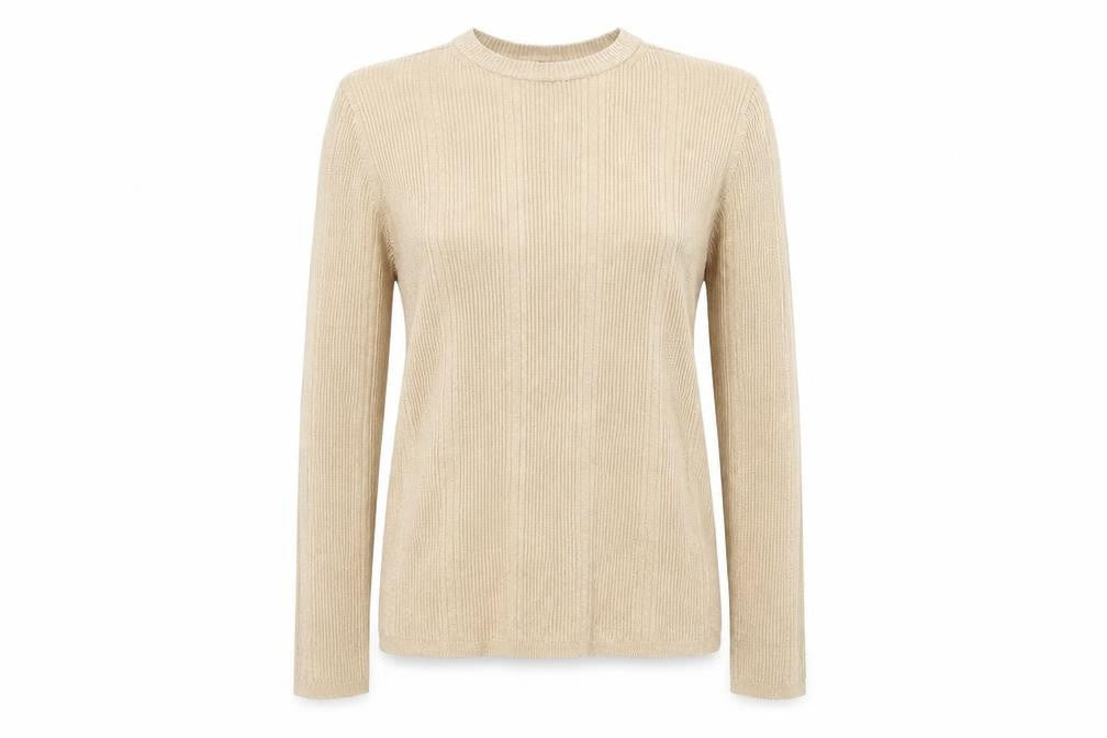 Marks & Spencer Womens Beige Round Neck Acrylic Pullover Jumper Size 12