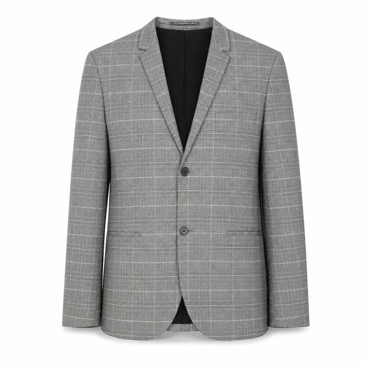 H&M Mens Grey Plaid Polyester Jacket Blazer Size L Regular