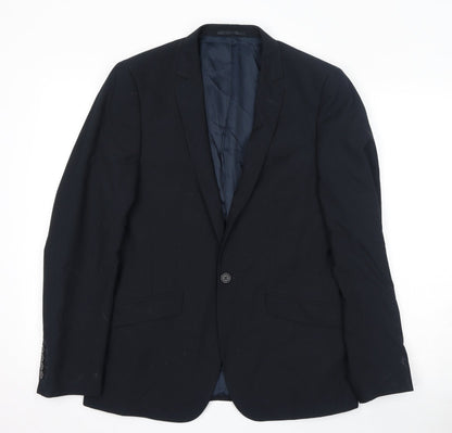 Additional front view of ASOS men’s black polyester jacket suit jacket, size 40, regular