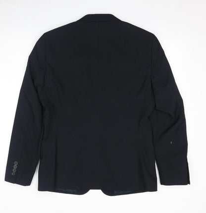 Back view of ASOS men’s black polyester jacket suit jacket, size 40, regular