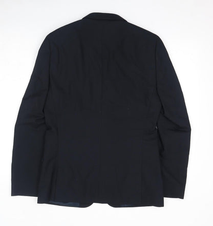 Back view of ASOS men’s black polyester jacket suit jacket, size 38, regular