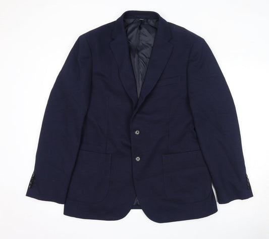 Marks and Spencer Mens Blue Polyamide Jacket Suit Jacket Size 42 Regular